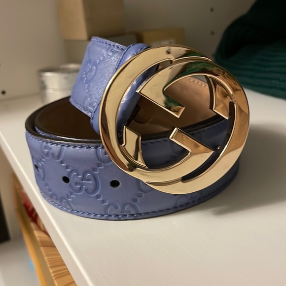Baby blue gucci belt cheap